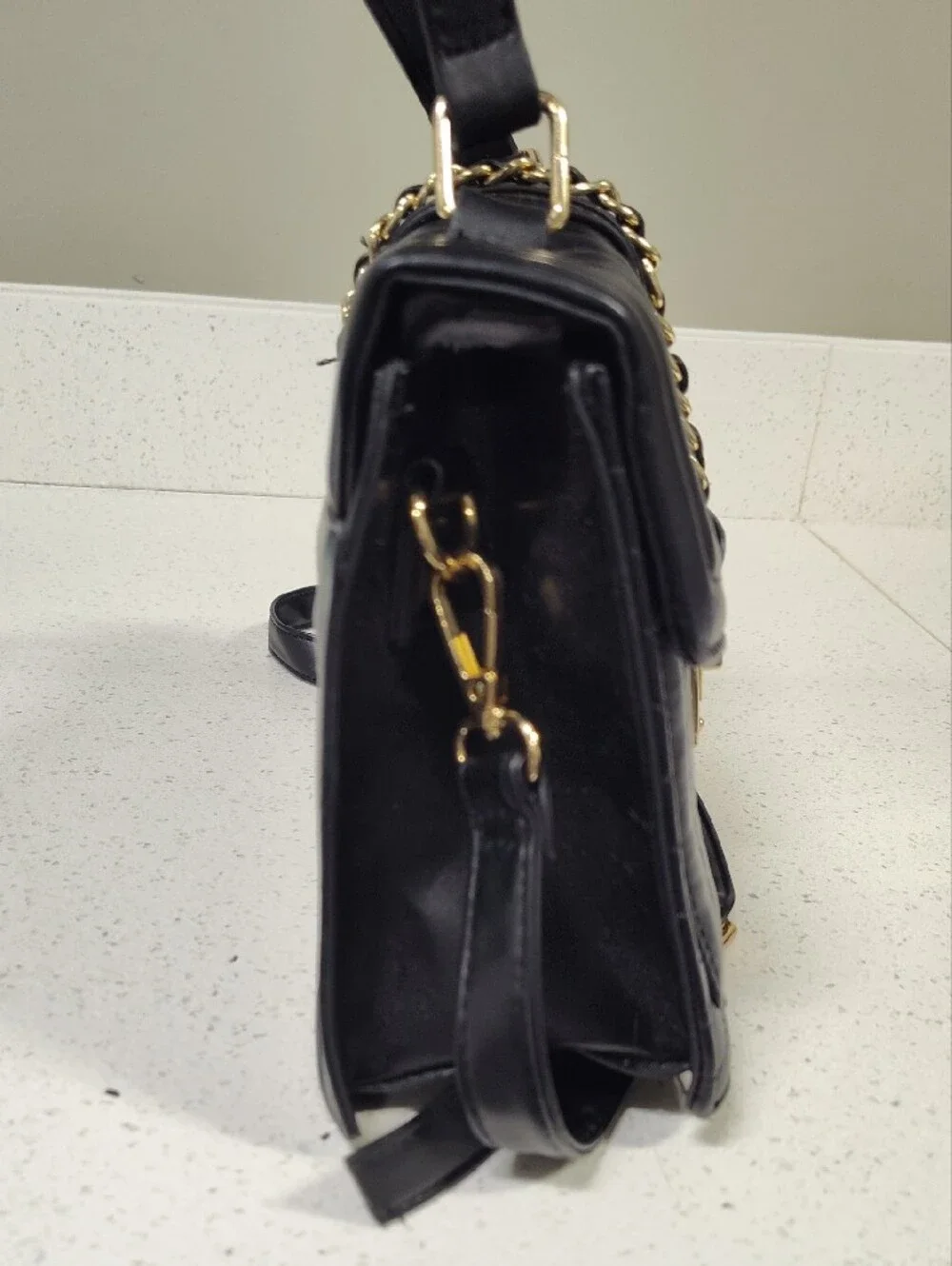 Loulu Black Quilted Top-Handle Satchel Bag